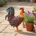 thumbnail image 4 of Colorful Rustic Metal Rooster Statue 16.14 Inch Freestanding Farmhouse Yard Art Weather Resistant Outdoor Garden Decor for Lawn Patio Porch, 4 of 7