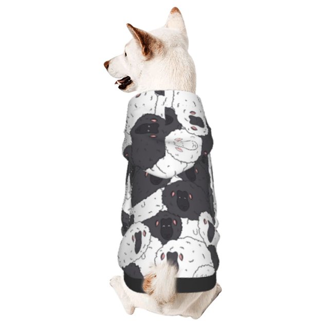 Fotbe Black And White Sheeps Sudadera con Estampado para Perros Pequeños – Suéter con Capucha para Mascotas, Tela Suave de Forro Polar con Bolsillo-Large