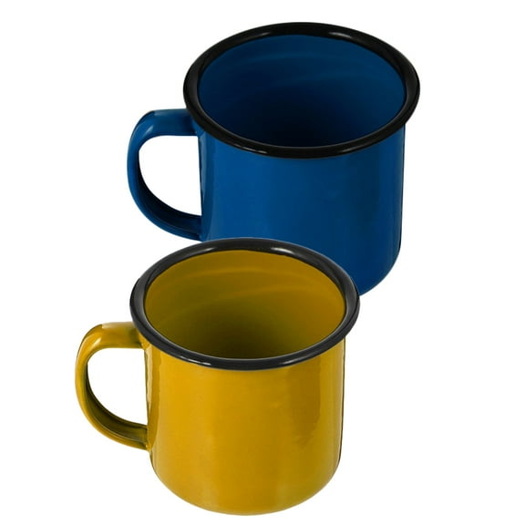 OFFIGAM 2Pcs Assorted Color Enamel Mug Cups Lightweight for Home and Office Use