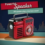 FosPower Portable Emergency Radio With 5.0 Bluetooth Speaker, AM FM, 2000 mAh Portable Power Bank, Hand Crank, Solar Charging, Flashlight, SOS Alarm