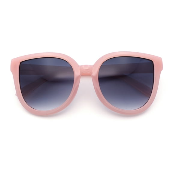 Child Girls Size Horn Rim Round Cat Eye Plastic Retro Fashion Sunglasses Pink - Smoke