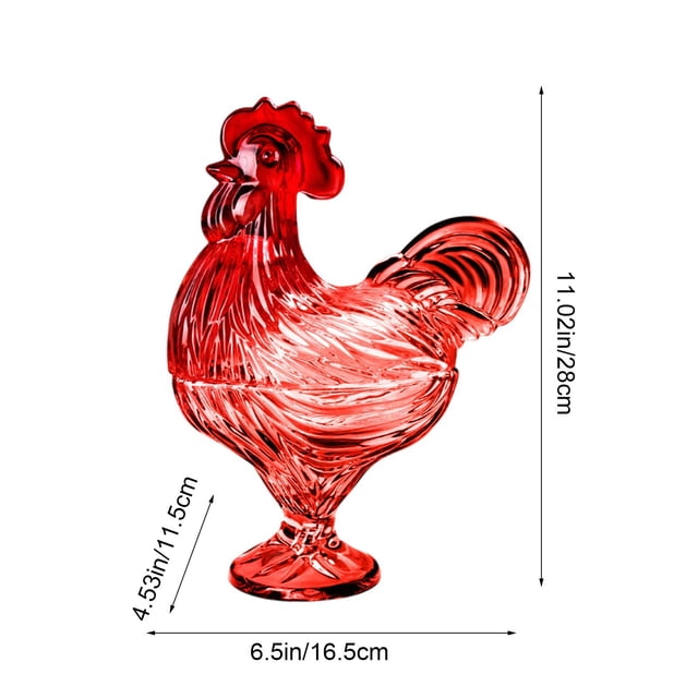 Vwrxbz Bocal à Bonbons en Verre avec Couvercle en Forme de Poulet Fait Main Récipient de Rangement Coloré pour Collations de Fruits Secs Cuisine Maison