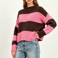 thumbnail image 5 of Fewfanhot Fall Sweaters for Women Striped Mock Neck Fall Knit Color Block Long Sleeve Warm Winter Loose Fit Sweater, 5 of 7
