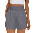 thumbnail image 6 of ClodeEU Women's Summer Elast Waist Vintage Shorts with Pockets, Casual Loose Short Gray,Womens Plus S, 6 of 7