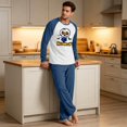 thumbnail image 4 of Mens Halloween Pajama Set Raglan Long Sleeve Cartoon Skull Graphic Top Drawstring Elastic Waist Straight Leg Pants Casual Home Loungewear, 4 of 6