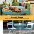 thumbnail image 6 of Elastic Fitted Round Tablecloth, Teal Ombre Waterproof Stretch Table Cover for 55"-60" Tables, Farmhouse Vintage Wooden Striped Washable Outdoor Tablecloths for Patio, Picnic, Camping, 6 of 9