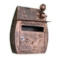 thumbnail image 1 of GUOOL Wall Mount Mailbox Locking Outdoor Retro Vertical Iron Art Letter Box Bronze, 1 of 9