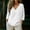 White, variant on BUIGTTKLOP Cotton Linen 3/4 Length Sleeve Womens Tops Casual V Neck Tops Lightwieght Loose Fitted Blouses