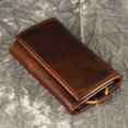 thumbnail image 2 of Le'aokuu Mens Genuine Leather Car Key Case Loop Hook Coin Case Mini Wallet Snap Coffee, 2 of 7