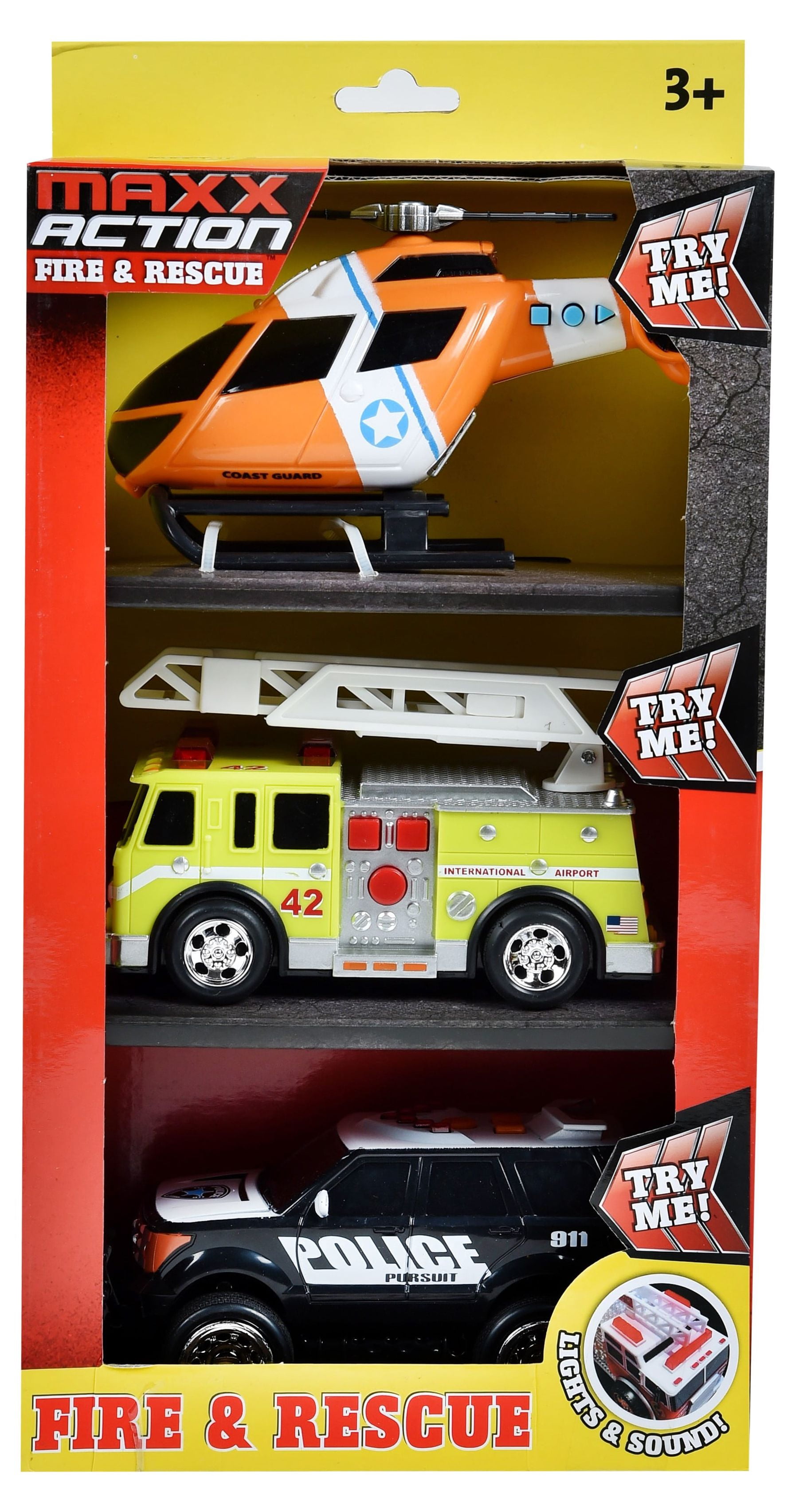 Maxx Action Mini Rescue Lights & Sounds Play Vehicles Set