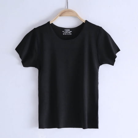 Tween Kids Basic Solid Short Sleeve T-Shirt Girls Boys Casual Crewneck Tees Everyday Summer School Uniform Cotton Blend Plain Top Base Layer Active Undershirt Size 11