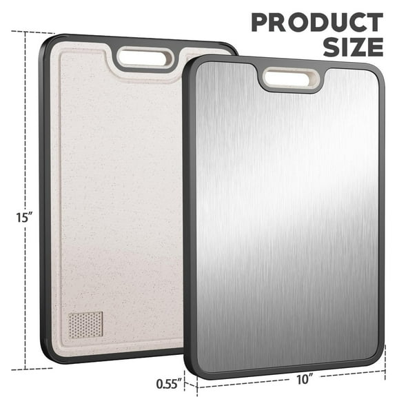 Cutting Boards for Kitchen, Cutting Board Double Sided Food Grade, Stainless steel and Pure Titanium and Wheat Straw PP, Dishwasher Safe Easy to Clean，Multiple styles to choose from