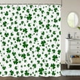 thumbnail image 3 of St. Patrick''s Day Shower Curtain, Green St. Patrick‘s Day Clover Shamrock Leaves Irish Spring Festival Holiday Shower Curtain Set, Fabric Shower Curtain Hooks Include, 70 in, 3 of 6