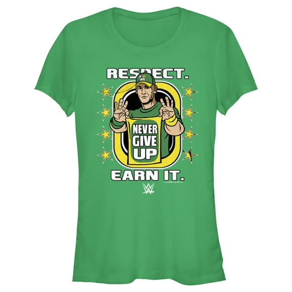 Junior's WWE John Cena Respect Earn It  Graphic Tee Kelly Green Small