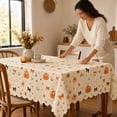 thumbnail image 4 of Cute Ghost Pumpkin Halloween Tablecloth, Floral Bow Printed Rectangular Scalloped Edge Decorative Table Cover for Diningroom Apartment Wedding, 4 of 7