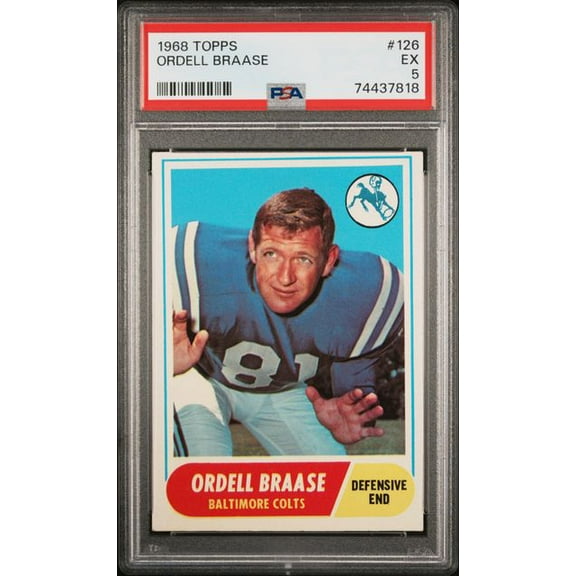 Graded 1968 Topps Ordell Braase #126 Football Card PSA 5 Excellent