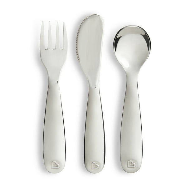 Munchkin Polish Toddler Fork, Knife and Spoon Utensil Set, Stainless