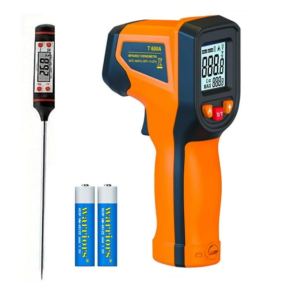 Infrared Thermometer, Digital Laser Temperature Meter -58°F~1112°F (-50°C~600°C) IR Temperature Gun (Not for Humans) Ideal for Cooking, Frying, Kitchen, Barbecue, Meat, Sugar, Freezer