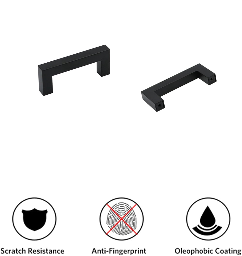 Fitviso 10 Pack 2.75 Inch Center to Center Matte Black Cabinet Handles Stainless Steel Drawer Pulls