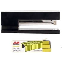 JAM Paper Office & Desk Set, 2/Pack, 1 Black Stapler & 1 Yellow Staples