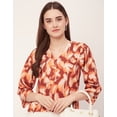 thumbnail image 5 of Moomaya Printed V-Neck Tops For Women, Quarter Sleeve Regular Fit Casual Tunic Top, 5 of 9