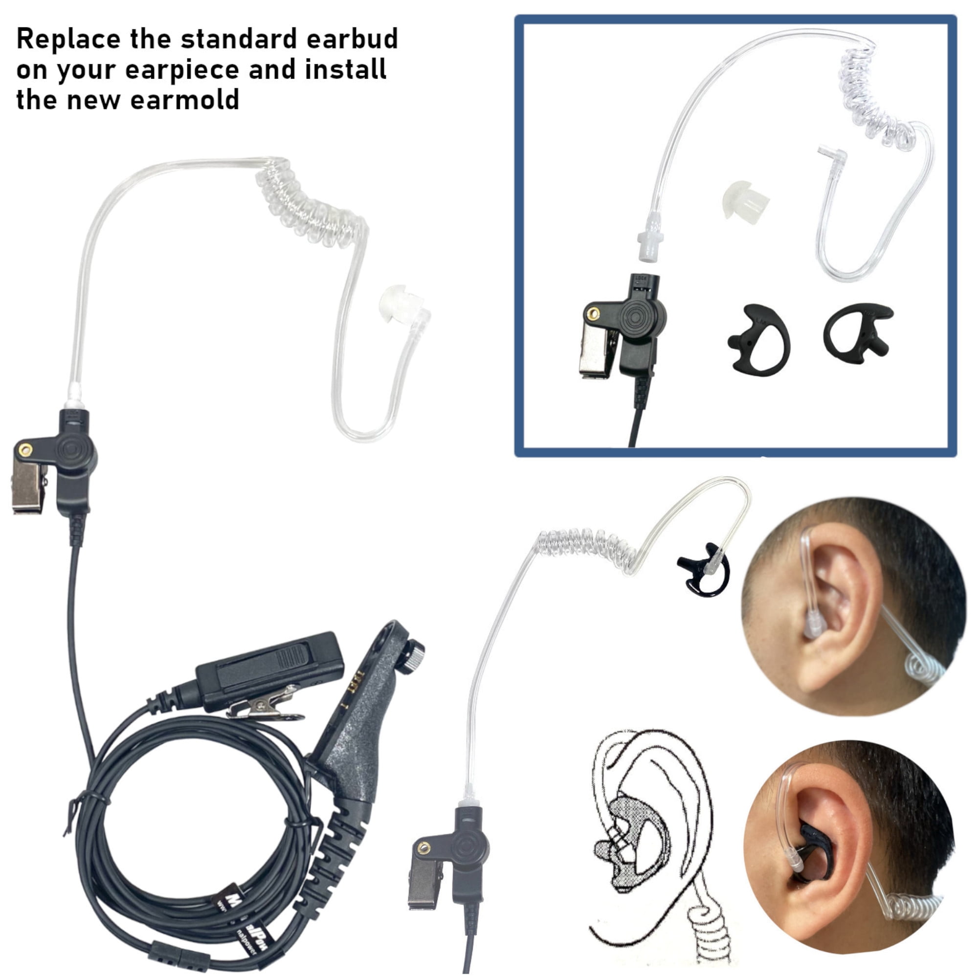 Air Earpiece Mic for Motorola MTP6550 MTP850S XIR P8268