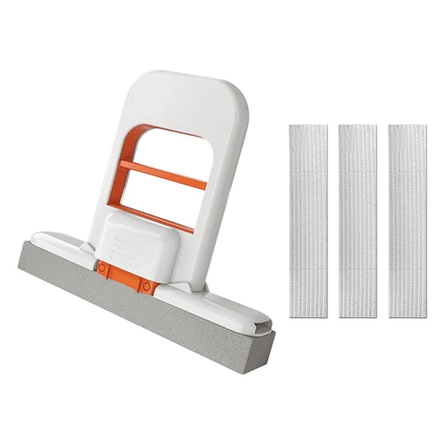 Mini trapeador autoapretable, súper absorbente, 5.9 x 5 x 1.2 pulgadas, esponja para trapear encimeras de cocina Blanco Naranja