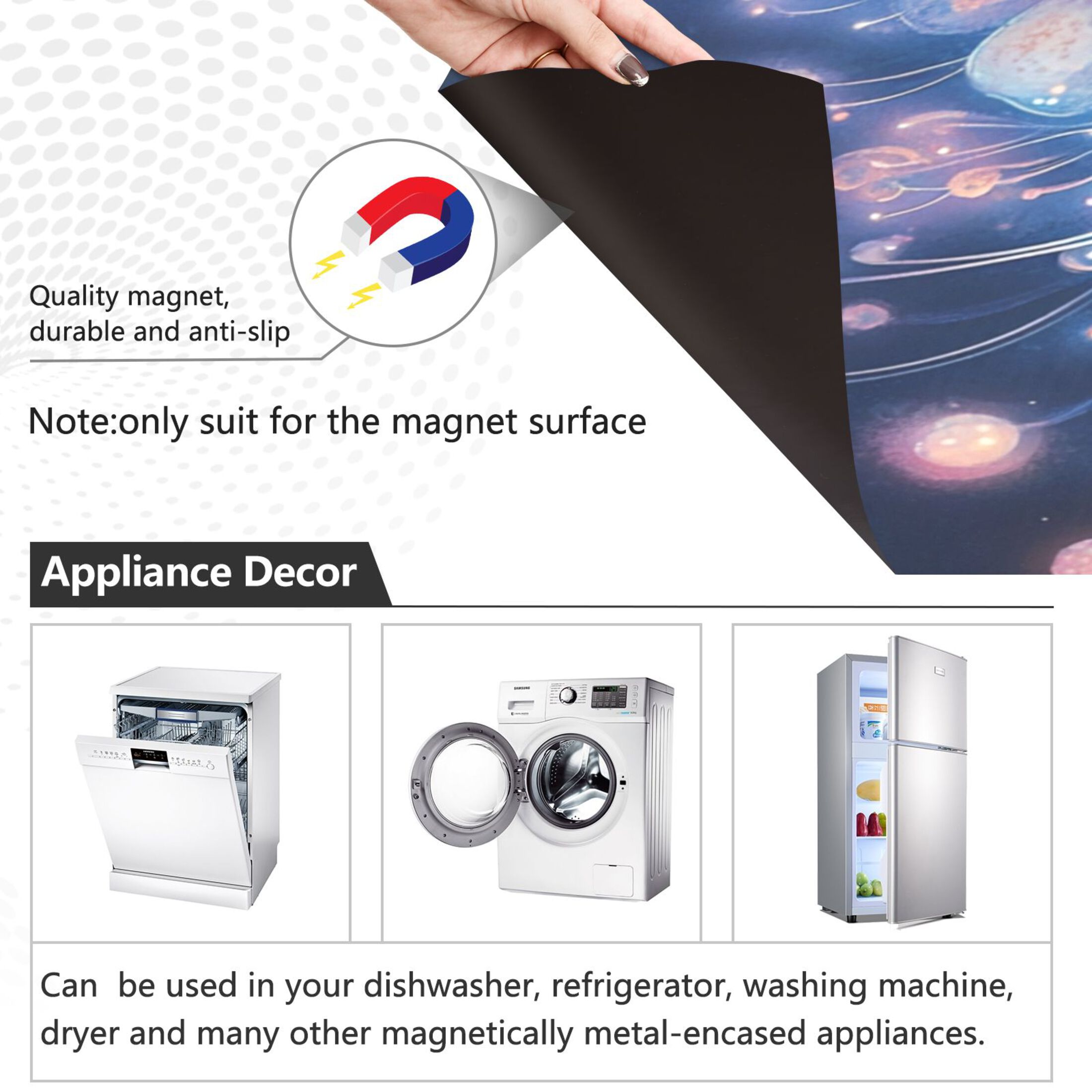 Dishwasher Magnetic Sticker 23x26 Inch Refrigerator Magnetic Sticker Washing Machine Magnetic Sticker Kitchen Panel Magnetic Sticker Home Decor Super Cute Jellyfish
