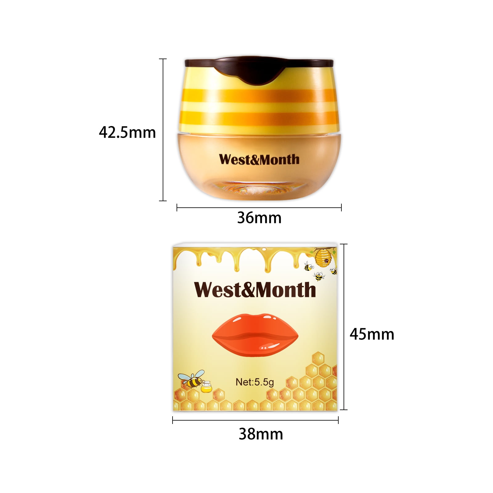 Honey Lip Mask, Reduces Lip Lines, Hydrate & Plump for Dry, Chapped