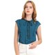 thumbnail image 1 of Camisa De Verano De Gasa Con Botones Y Volantes Sin Mangas Con Cuello De Lazo Lindo Para Mujer Azul eléctrico L, 1 of 6