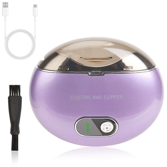 Electric Nail Clippers for Thick Toenails, Electric Toenail Clippers with LED Light, Polishing & Storage Box, Upgraded Automatic Nail Trimmer for Adults (Black, White, Purple)