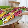 thumbnail image 4 of YFYANG Round Fitted Table Cloth, Waterproof Colorful Cartoon Fruit Doodle Pattern Polyester Table Cover, Indoor Outdoor Decorative Tablecloths with Elastic Edge, 4 of 7