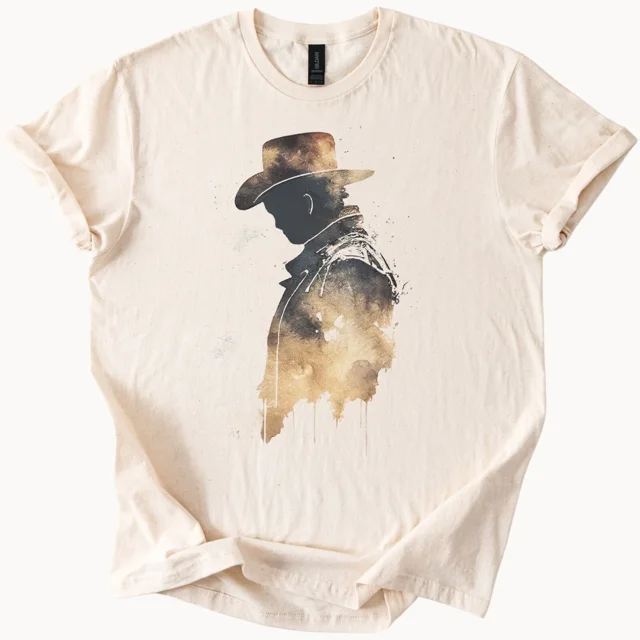 T-shirt Silhouette de Cowboy Western Rodeo Country Unisexe P-5TG