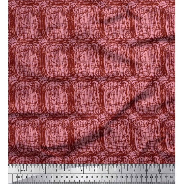 Soimoi Red Modal Satin Fabric Brush Stroke Abstract Decor Fabric Printed Yard 42 Inch Wide