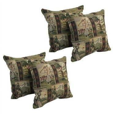 Blazing Needles 9910-S4-ID-056 17 in. Jacquard Throw Pillows with Inserts, Golfing Day Out - Set of 4