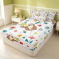 thumbnail image 3 of Erosebridal Cartoon Sloth Zipper Twin Comforter Sets with Fitted Sheet and 2 Pillowcases, Kawaii Animal Flower Zipper Bedding Set, Pink Reversible, Brown Beige, Pink Reversible, 3 of 7