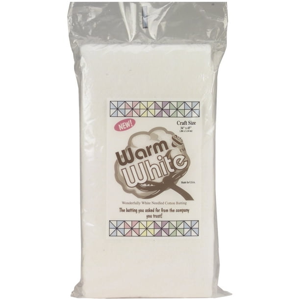 Warm and White Cotton Batting, Craft Size 34" x 45"