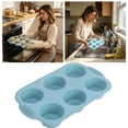 thumbnail image 5 of 6 Cup Silicone Muffin Pan Baking Tray, Nonstick Cupcake Molds for Muffins Brownies, Food Grade BPA Free Silicone Baking Pan, Easy Clean, 1 Pack, 11."x7.09"x1.57", 5 of 6