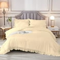 thumbnail image 5 of 1 Piece Luxury Vintage Ruffle Pattern Comforter By D.N.G. BEDDINGS Premium Super Soft, All Season, 800 Thread Count 100% Egyptian Cotton King/California King Size Ivory Color, 5 of 8