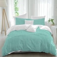 thumbnail image 2 of Turquoise Burlap Texture Bedding 3 Piece Duvet Cover Set Full Size, Farmhouse Vintage Aqua Soft Microfiber Comforter Cover with Zipper Closure & Pillowcases, Wrinkle & FadeResistant Quilt Cover, 2 of 9