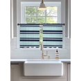 thumbnail image 3 of Sheer Curtains 45 Inch Length 2 Panels Set for Kitchen, Navy Blue Turquoise Striped Semi Sheer Curtains for Windows, Gradient Horizontal Lines Voile Window Treatments Rod Pocket Curtain, 3 of 7