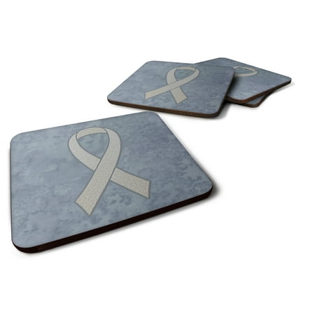 

Carolines Treasures AN1210FC Clear Ribbon for Lung Cancer Awareness Foam Coaster Set of 4 3 1/2 x 3 1/2 multicolor