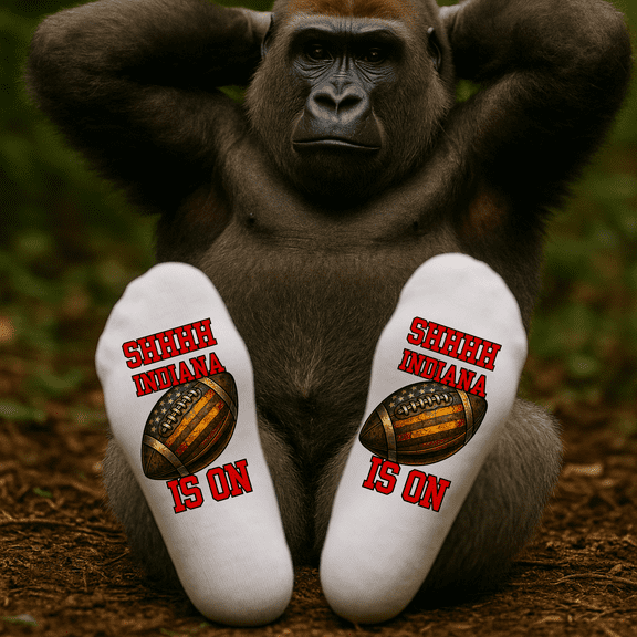 Indiana,  Football Fan Socks – “SHHHH, The Game Is On”