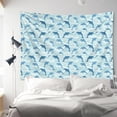 thumbnail image 2 of 79x60 Inch Rectangle Wall Tapestry for Indoor & Outdoor, Living Room, Bedroom, Teen Room,Dolphin Wave Silhouette Light Blue Pattern, 2 of 6