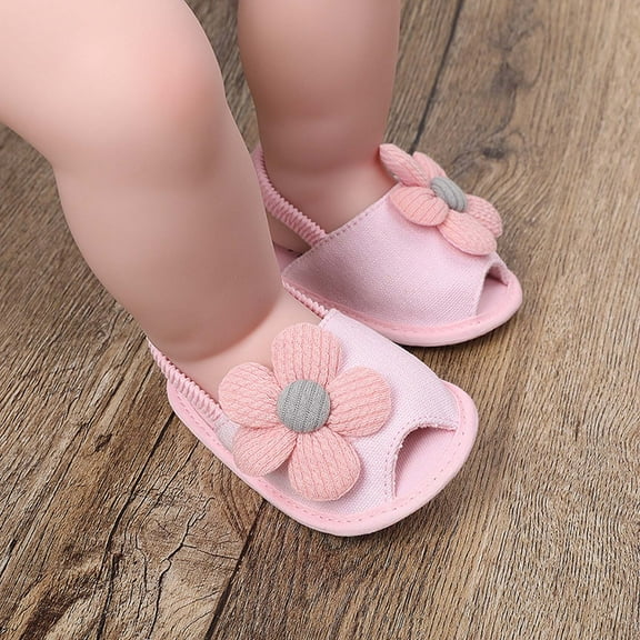 SDJMa Toddler Kids Baby Girls Summer Solid Color Flowers Non-slip Soft-soled Shoes