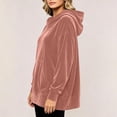 thumbnail image 4 of Fesfesfes Women's Casual Velour Hooded Pullover Sweatshirt Long Sleeve Drawstring Hoodie Top with Kangaroo Pocket Solid Color Loose Fit for Fall Winter Daily Wear, 4 of 8