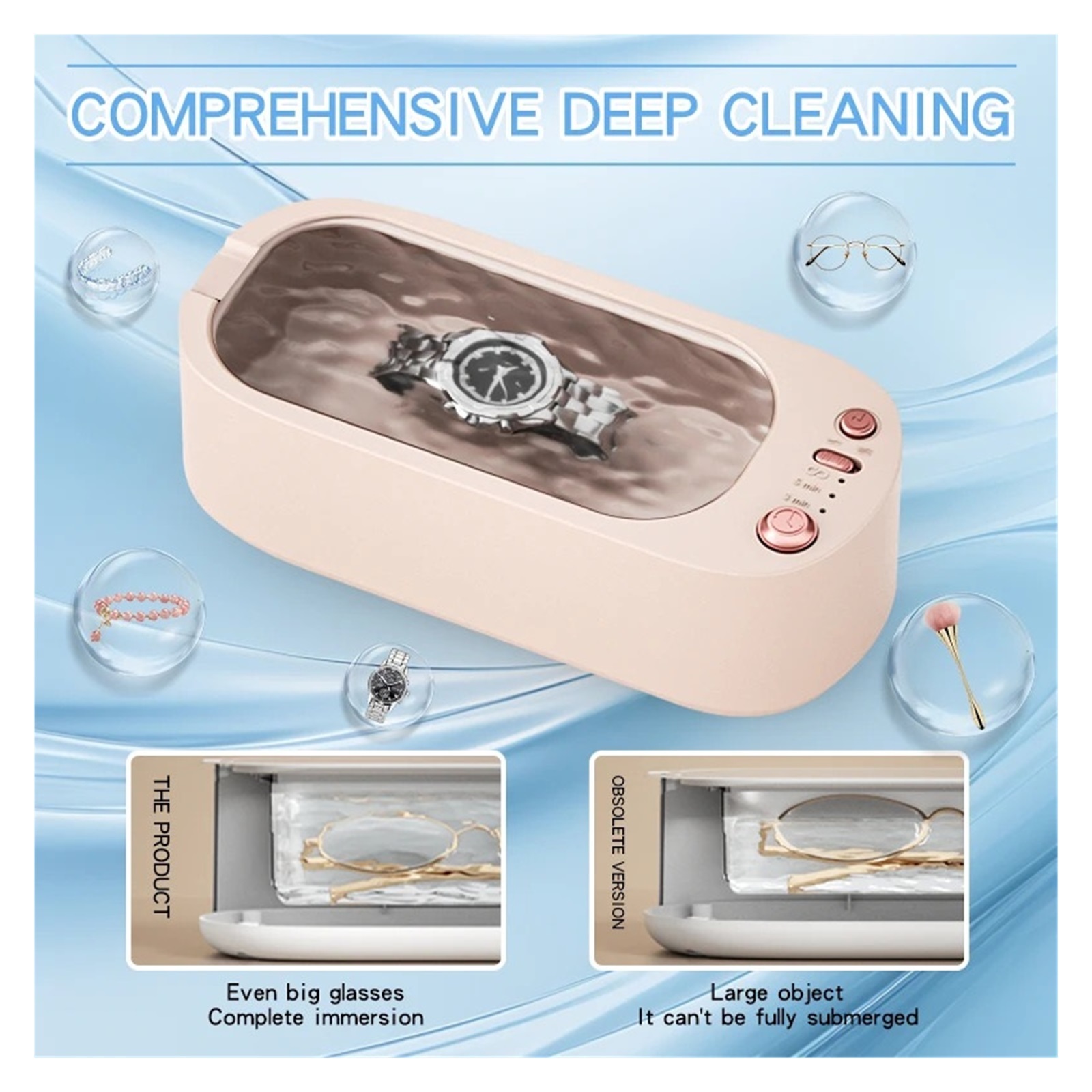 Ultrasonic Cleaner High-Frequency USB Rechargeable Strength Adjustment Timing Household Cleaning