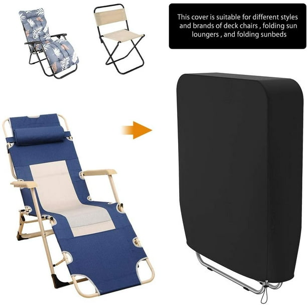 Funda para silla reclinable plegable para exteriores, funda para silla de jardín, tela Oxford, resistente al agua, a prueba de viento, resistente para tumbona, tumbona, protección de muebles (2 unidades) ZefeiWu 8390614095632