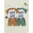 thumbnail image 3 of Loicainy Baby Toddler Boy Summer Outfits 3 6 9 12 18 24 Months Short Sleeve Letter Print Tops and Solid Color Drawstring Shorts Clothing, 3 of 9