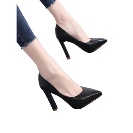 

Difumos Women Comfort Solid Pump Shoes Anti-Slip Low Top Pumps Wedding Lightweight High Heels 6 cm Black 4